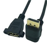 30cm Gold DisplayPort Male 90 angle to Female panel mount Extension Cable