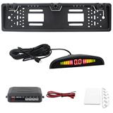 Car Parking Sensor Kit Auto Reversing Radar European License Plate Camera Front Back Electromagnetic Monitor System 3 Sensors