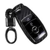 Carbon Fiber Car key Protect shell for Mercedes Benz E Class 2017 E300 smart key cover case keychain