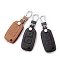 Car flip key Leather Case for VW Volkswagen Polo Golf Passat Beetle Caddy T5 Up Eos Tiguan Seat Skoda Remote Fob Cover Protect