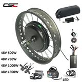 CSC Free Shipping to Russia Japan 1500W Electric Snow Fat Tire Hub Motor Kits 48V Bicycle DIY Conversion Kit Rear Wheel Drive