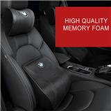 Custom top sale memory foam leather car waist seat lumbar neck headrest pillow set for BMW