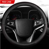 General 36-40 cm custom Red line Hand-stitched Leather best sale silicone piping anti splip steering wheel cover