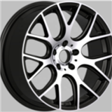 16x7inch,5/4holes alloy wheel,machine face-black/full painting-black+milling window+blue