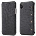Simple type  embossed dot shockproof flip Genuine cow leather phone case for iPhone X with card slots inside