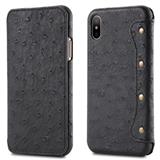 Simple type  embossed dot shockproof flip Genuine cow leather phone case for iPhone X with card slots inside