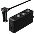 3-Socket Cigarette Lighter Adapter 120W 12V/24V Power DC Outlet Splitter with 6.8A 4-Port USB Car Charger