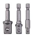New 3pcs/set Chrome Vanadium Steel Socket Adapter Hex Shank to 1/4" 3/8" 1/2" Extension Drill Bits Bar Hex Bit Set Power Tools