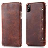 Vintage Wax genuine cow shockproof flip leather phone case for iPhoneX with wallet & card holders