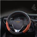 custom logo 10 inch d shape anime hand sewing leather car steering wheel cover set with grip