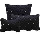 Plush Car Headrest Neck Pillow Ladycrystal Auto Head Cushion Pillows Black Seat Diamond Neck Protection Black For Girls Women