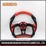 BLACK PVC LEATHER RACING STEERING WHEEL