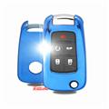 Chrome Blue Car Key Cover Case Holder TPU Half Protection fit for Buick Chevrolet Folding