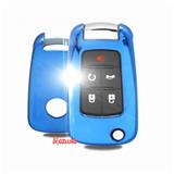 Chrome Blue Car Key Cover Case Holder TPU Half Protection fit for Buick Chevrolet Folding