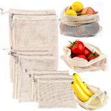 OEM Reusable Cotton Vegetable Bags Home Kitchen Fruit Storage Mesh Bags With Drawstring Machine Washable Best Cheap Fty Price