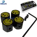 Metal Set Of 4 pcs custom logo Black Chrome anti theft locking tire valve cap with key