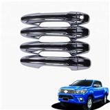 Set Door Handle Cover Chrome Black For T-oy-o-ta Hilux Revo 4Doors 2015 2019