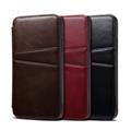 Ultra-thin glossy shockproof flip genuine cow leather phone case for iPhone X with front card slots and flip stand