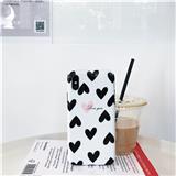 IMD Black leather edge glossy surface cute black heart-shaped phone case for iPhone 6/6s/7/8/X