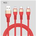 Aluminium alloy plug stretch-proof & tangle-free  3 in 1 fast charge data cable for iPhone, for Type-C, for micro USB