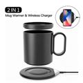 Temperature Control Ceramic Mug Warmer with Wireless Charger for Desk Home Office Coffee Tea Milk Juice