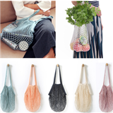 OEM Reusable Fruit Shopping String Grocery Shopper Cotton Tote Mesh Woven Net Shoulder Bag Mesh Net Shopping Bag Cheap Fty Price