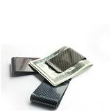 NEW FASHION GENTLEMEN'S METALLIC   COLOR POLISHED STAINLESS STEEL MONEY CLIP WITH   CARBON FIBER