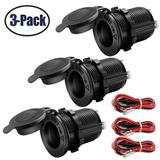 12V Cigarette Lighter Socket Car Marine Motorcycle ATV RV Lighter Socket Power Outlet Socket Receptacle Waterproof Plug 3Pack