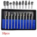 New 10pc 1/8" Shank Tungsten Carbide Milling Cutter burr Rotary brocas  escareador hss steel cone drill set diamond drill 10mm