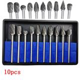 New 10pc 1/8" Shank Tungsten Carbide Milling Cutter burr Rotary brocas  escareador hss steel cone drill set diamond drill 10mm