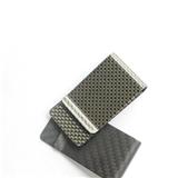 Free shipping Low MOQ bronzing printing embossed custom logo carbon fiber leather  Money blocking money clip wallet for men