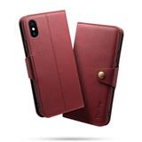 Flip Premium Genuine cow leather phone case for iPhone X with button & wallet & card holder, with magnetic flip stand