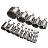 15pcs Diamond Coated Drill Bit Set Tile Marble Glass Ceramic Hole Saw Drilling Bits For Power Tools 6mm-50mm