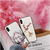 Anti-shock black leather edge TPU flower deer  phone case for iPhone 6/7/8/X/XR/XS max
