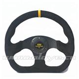 13 Inch Flat Bottom D Shape Suede Steering Wheel