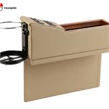 Universal multifunctional PU leather car front seat side gap filler organizer with 4 USB charging port and cup holder