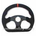 Flat Bottom D Shape Suede Leather Racing Car Steering Wheel