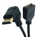 90 degree down angle displayport male to displayport female extension cable 0.3m