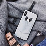 Anti-shock black leather edge TPU cute funny dog in pocket phone case for iPhone 6/7/8/X/XR/XS max