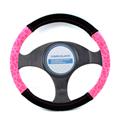 New Design Fashion Pink Universal Car Accessories Interior Decorative PVC Suede Steering Wheel Cover