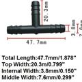 nylon black tubing & hose tee plastic connectors barbed on all ends
