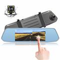 7 inch rearview mirror DVR car black box dash cam with dual lens and HD rear backup camera with  G-Sensor,parking monitor