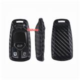Black Soft Carbon fiber Look Car Key Cover Case FOB Protection Fit For Audi A7 New A4L A5 QT 8S B9 Q5 S5