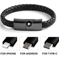 High Quality-Leather Bracelet USB Charger Cable Phone Data Cable Quick Charge Fast phone X 7 8 plus samsun S8 Wire Portable