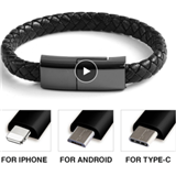 High Quality-Leather Bracelet USB Charger Cable Phone Data Cable Quick Charge Fast phone X 7 8 plus samsun S8 Wire Portable