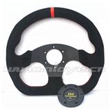 Suede Leather Flat Car Steering Wheel