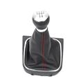 black 5 6 Speed Car Gear Shift Knob Gaitor Boot PU Leather Black For VW Golf 6 MK5 MK6 2005-2014