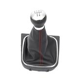 black 5 6 Speed Car Gear Shift Knob Gaitor Boot PU Leather Black For VW Golf 6 MK5 MK6 2005-2014
