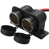 12V Waterproof Dual Power Plug Outlet with Wire Cigarette Lighter Socket for Car Motorcycle Scooter Boat ATV Rv