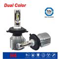 Bright Dual Color led headlight H4 3000K 6000K led auto head lamp new designed lights 8000lm 72W